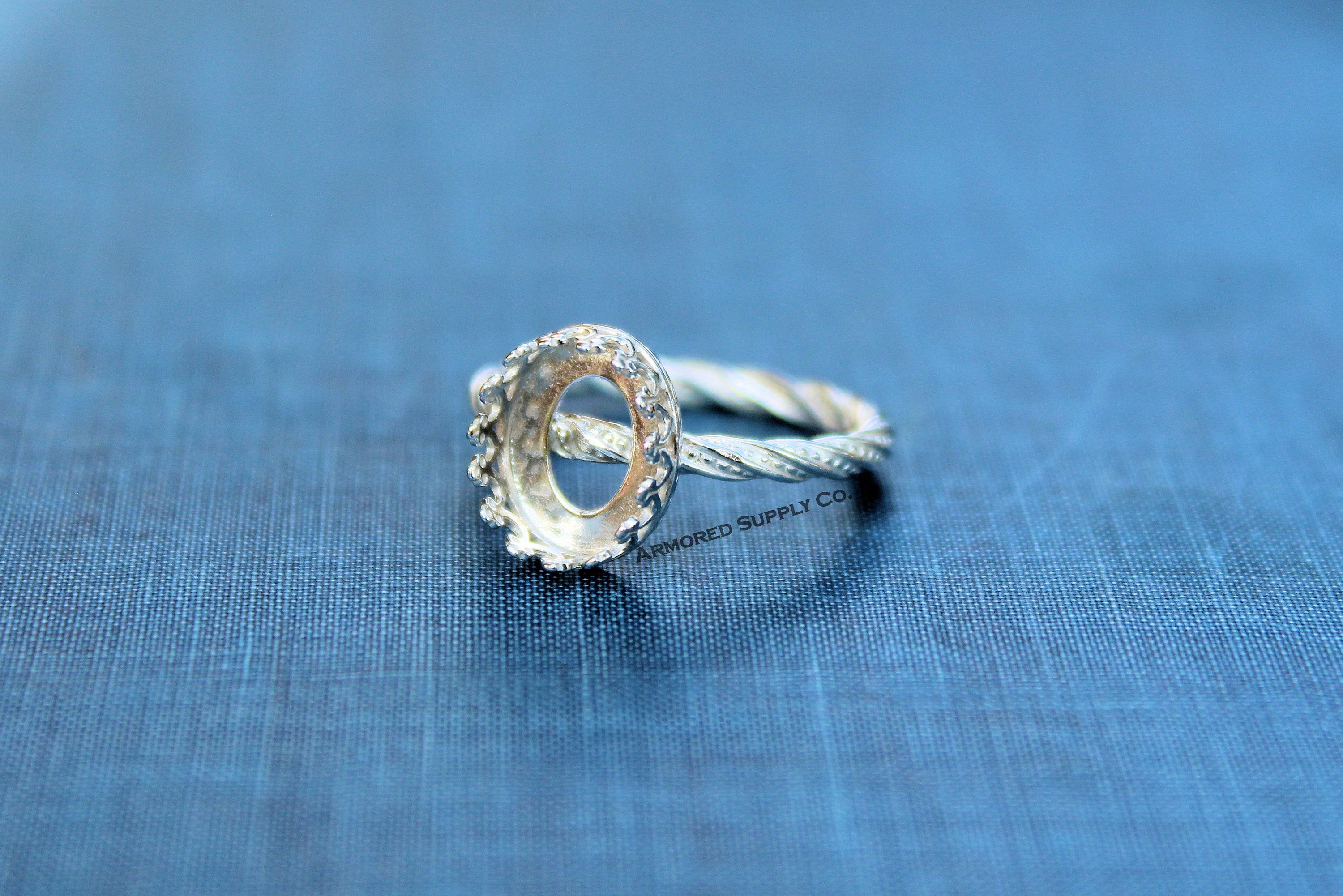 Silver Oval Crown Bezel Cup Dotted Ring blank, Heart Cabochon, Cab Pad Breast Milk, jewelry supplies, build your ring, wholesale jewelry