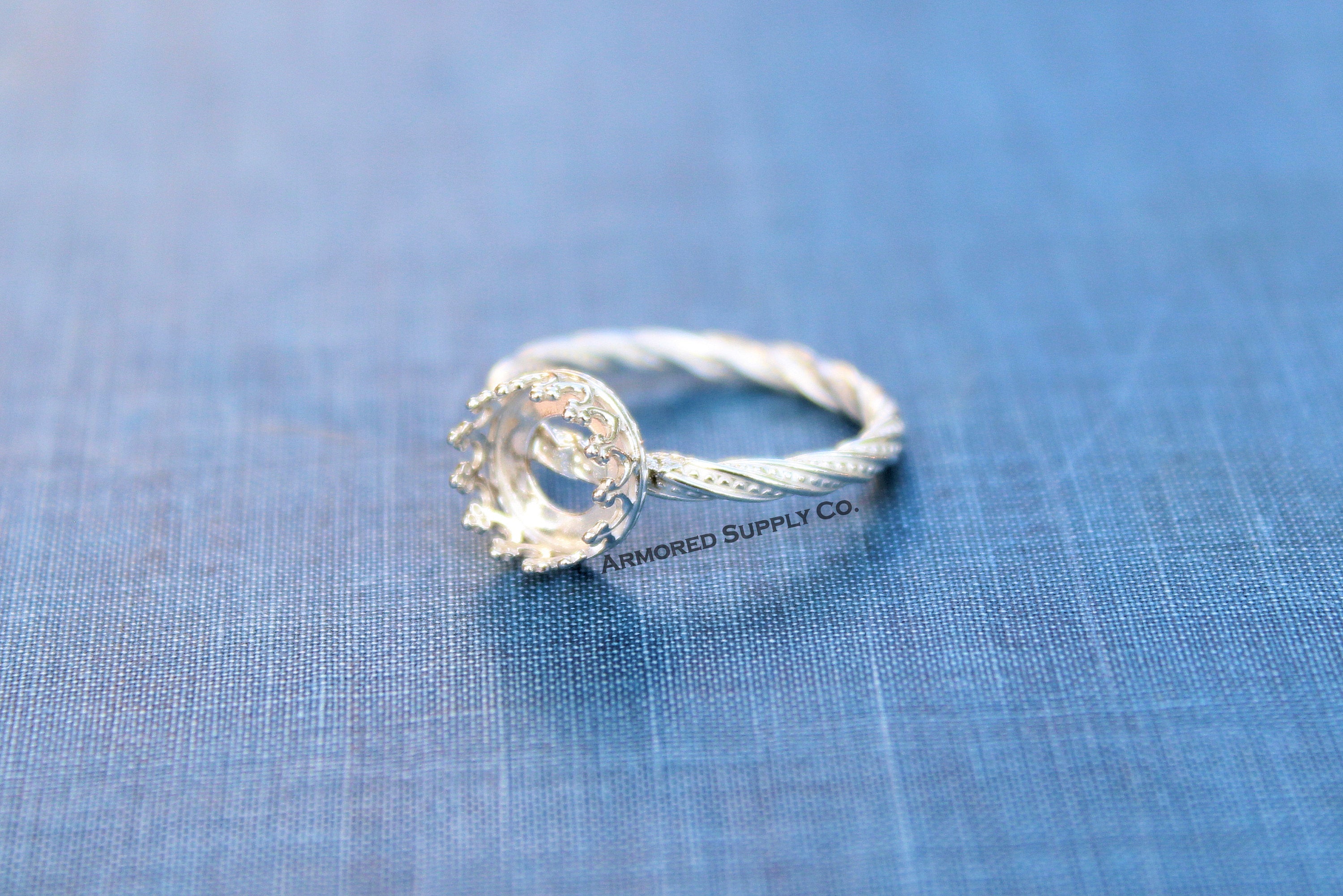 Sterling Silver Round Crown Bezel Cup Dotted Ring blank, Heart Cabochon, Breast Milk, jewelry supplies, build your ring, wholesale jewelry
