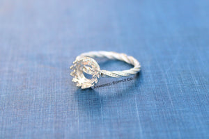 Sterling Silver Round Crown Bezel Cup Dotted Ring blank, Heart Cabochon, Breast Milk, jewelry supplies, build your ring, wholesale jewelry