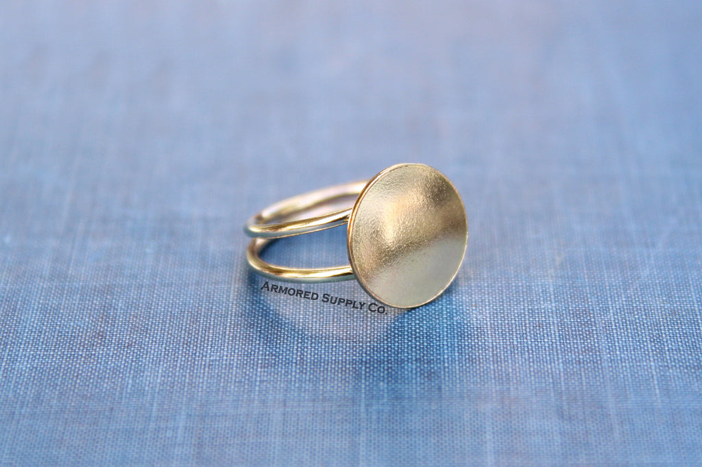 Gold Double Adjustable Band Disc Pad Ring, Glue Pad Ring Blank, Make Your Own Ring, DIY Ring, DIY jewelry supplies, wholesale jewelry rings