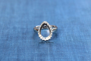 Crown Pear Tear Drop Bezel Cup Ring blank, Half Round Ring Band, Cabochon Bezel, DIY Ring jewelry supplies, build ring, wholesale jewelry
