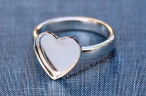 Heart Bezel Cup Ring blank, Half Round Ring Band, Cabochon Bezel, Breast Milk DIY Ring, DIY jewelry supplies, build ring, wholesale jewelry