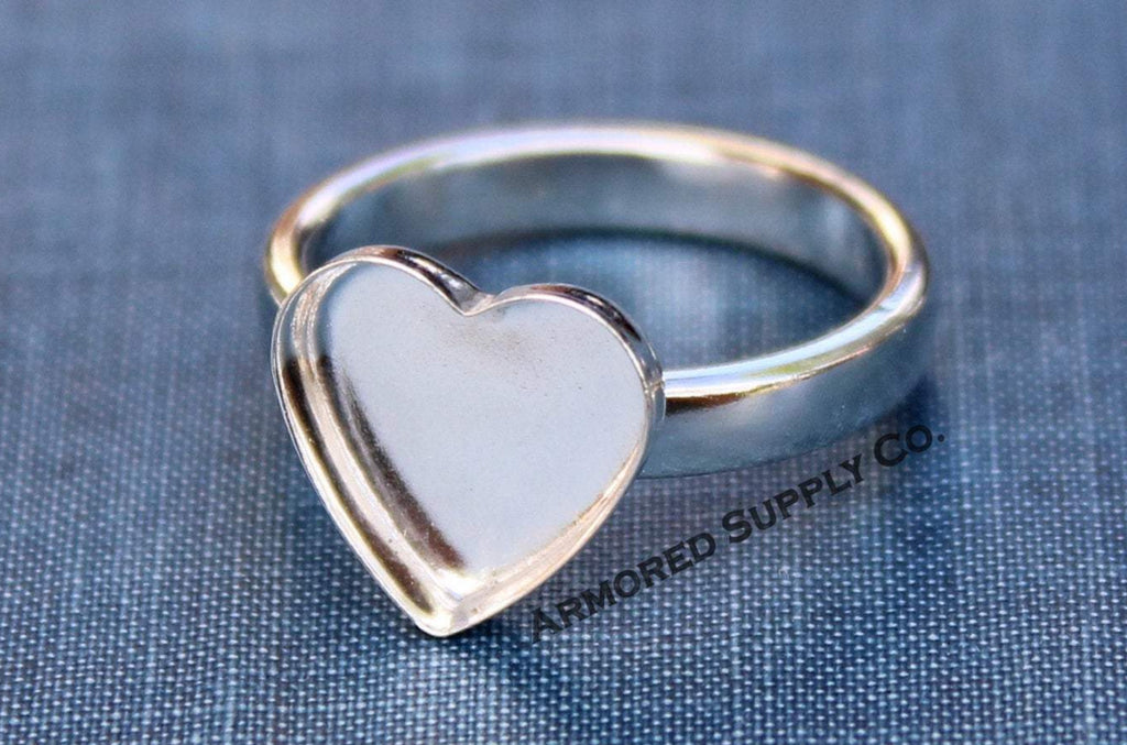 Heart Bezel Cup Ring blank, Half Round Ring Band, Cabochon Bezel, Breast Milk DIY Ring, DIY jewelry supplies, build ring, wholesale jewelry