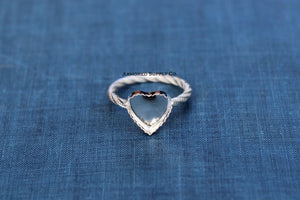 Sterling Silver Heart Bezel Cup Dotted Ring blank, Heart Cabochon, Cab Pad Breast Milk, jewelry supplies, build your ring, wholesale jewelry