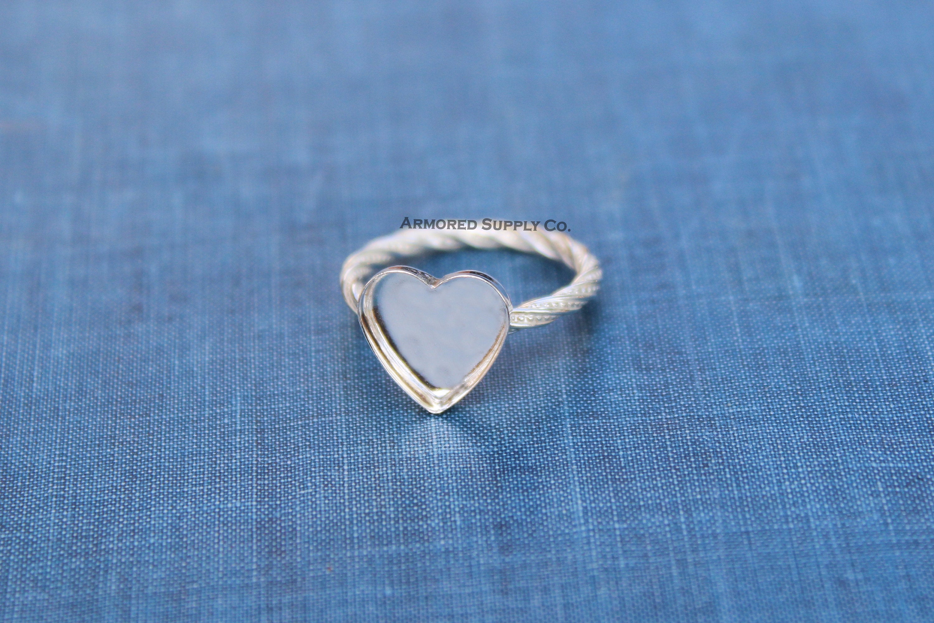 Sterling Silver Heart Bezel Cup Dotted Ring blank, Heart Cabochon, Cab Pad Breast Milk, jewelry supplies, build your ring, wholesale jewelry