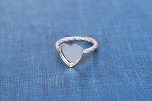 Sterling Silver Heart Bezel Cup Dotted Ring blank, Heart Cabochon, Cab Pad Breast Milk, jewelry supplies, build your ring, wholesale jewelry