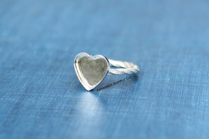 Sterling Silver Heart Bezel Cup Dotted Ring blank, Heart Cabochon, Cab Pad Breast Milk, jewelry supplies, build your ring, wholesale jewelry