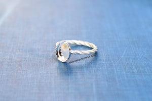 Sterling Silver Oval Bezel Cup Dotted Ring blank, Heart Cabochon, Cab Pad Breast Milk, jewelry supplies, build your ring, wholesale jewelry