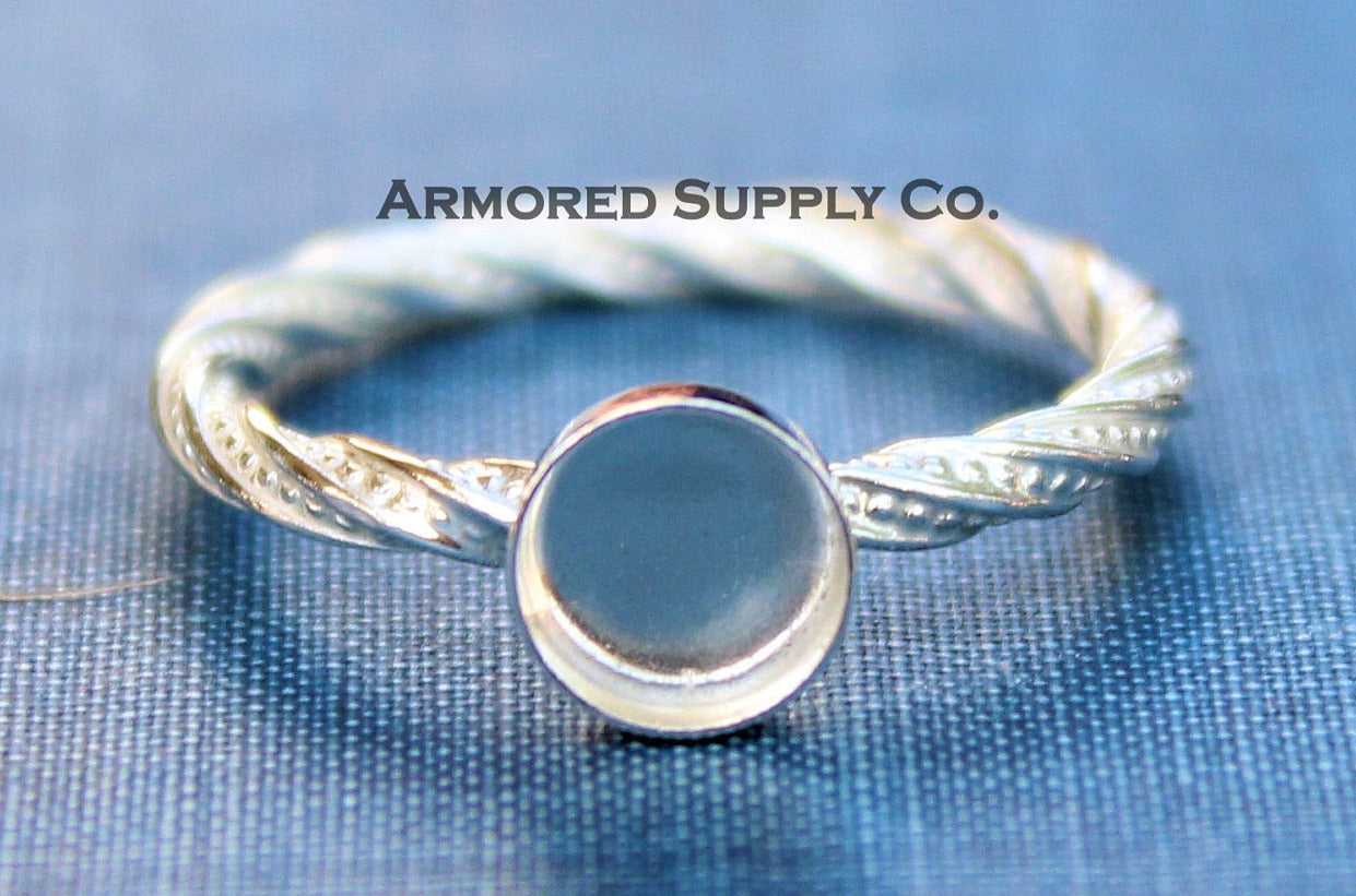Sterling Silver Round Bezel Cup Dotted Ring blank, Heart Cabochon, Cab Pad Breast Milk, jewelry supplies, build your ring, wholesale jewelry