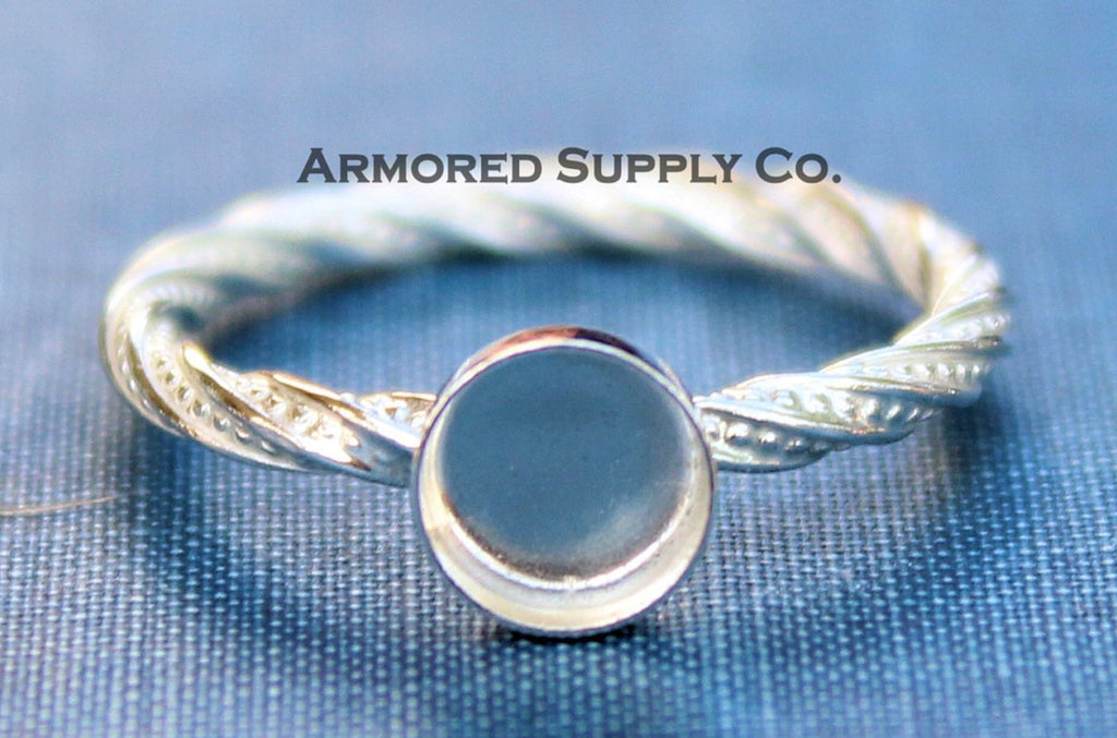 Sterling Silver Round Bezel Cup Dotted Ring blank, Heart Cabochon, Cab Pad Breast Milk, jewelry supplies, build your ring, wholesale jewelry