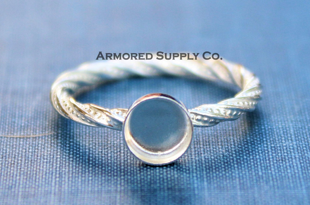Sterling Silver Round Bezel Cup Dotted Ring blank, Heart Cabochon, Cab Pad Breast Milk, jewelry supplies, build your ring, wholesale jewelry