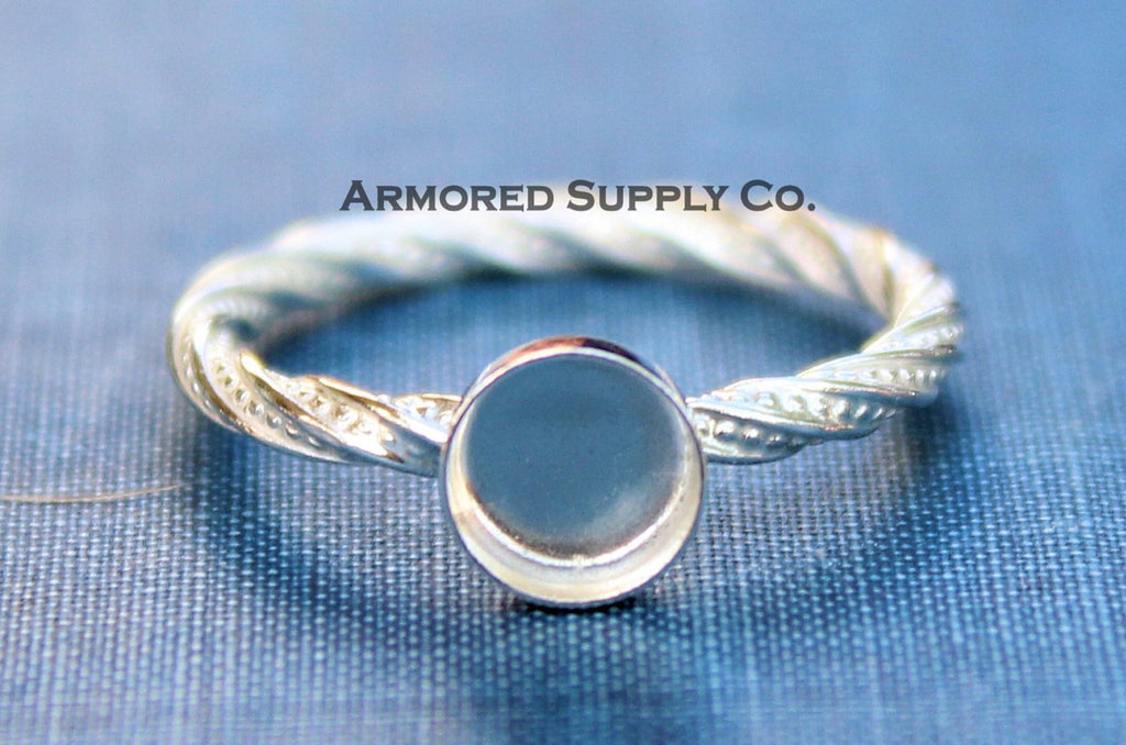 Sterling Silver Round Bezel Cup Dotted Ring blank, Heart Cabochon, Cab Pad Breast Milk, jewelry supplies, build your ring, wholesale jewelry