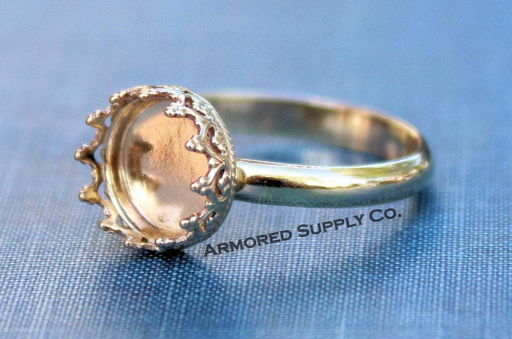 Gold Filled 10mm Crown Bezel Cup Ring blank, Half Round Ring Band, Breast Milk DIY ring, DIY jewelry supplies, wholesale jewelry, diy ring