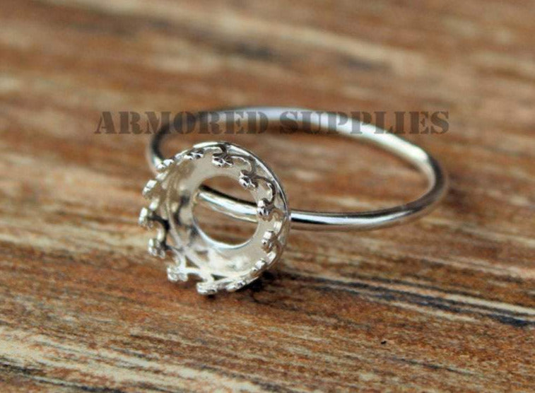 10mm Crown Bezel Cup Ring blank, Round Cabochon, Cab Resin Glue Pad Breast Milk, DIY jewelry supplies, build your ring, wholesale jewelry