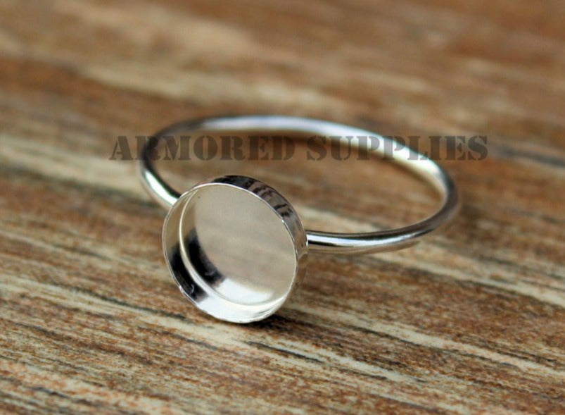 8mm Bezel Cup Ring blank, Round Cabochon, Cab Resin Glue Pad Breast Milk, DIY jewelry supplies, build your ring, wholesale jewelry, diy ring